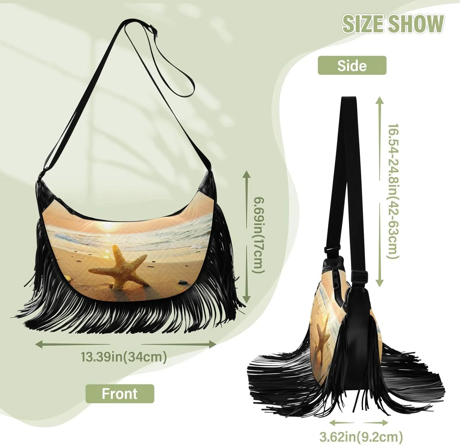 Women's PU Leather Chain Cross Body Bag, Shoulder Handbag Purse with Tassel for Ladies