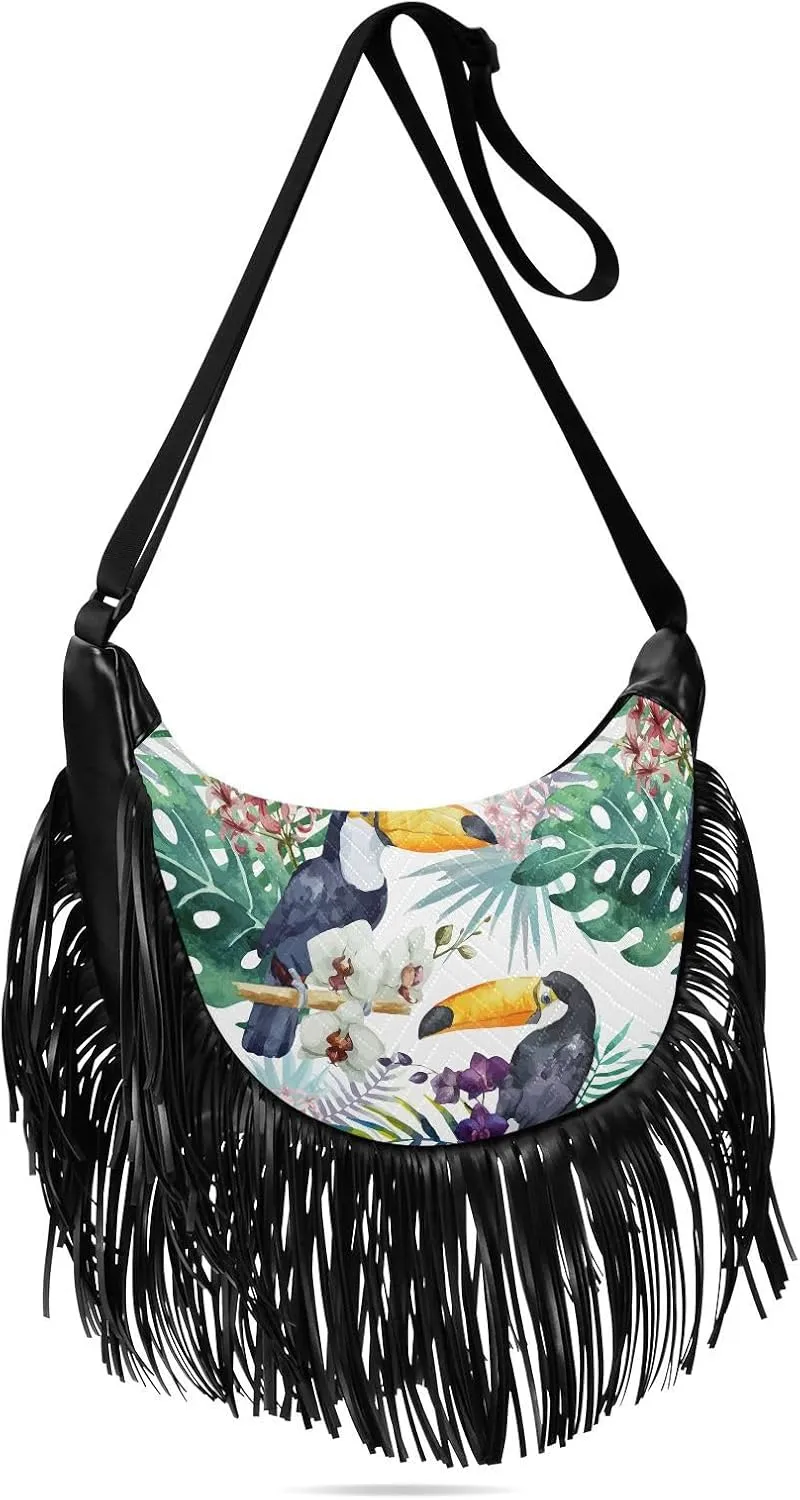 Women's PU Leather Chain Cross Body Bag, Shoulder Handbag Purse with Tassel for Ladies