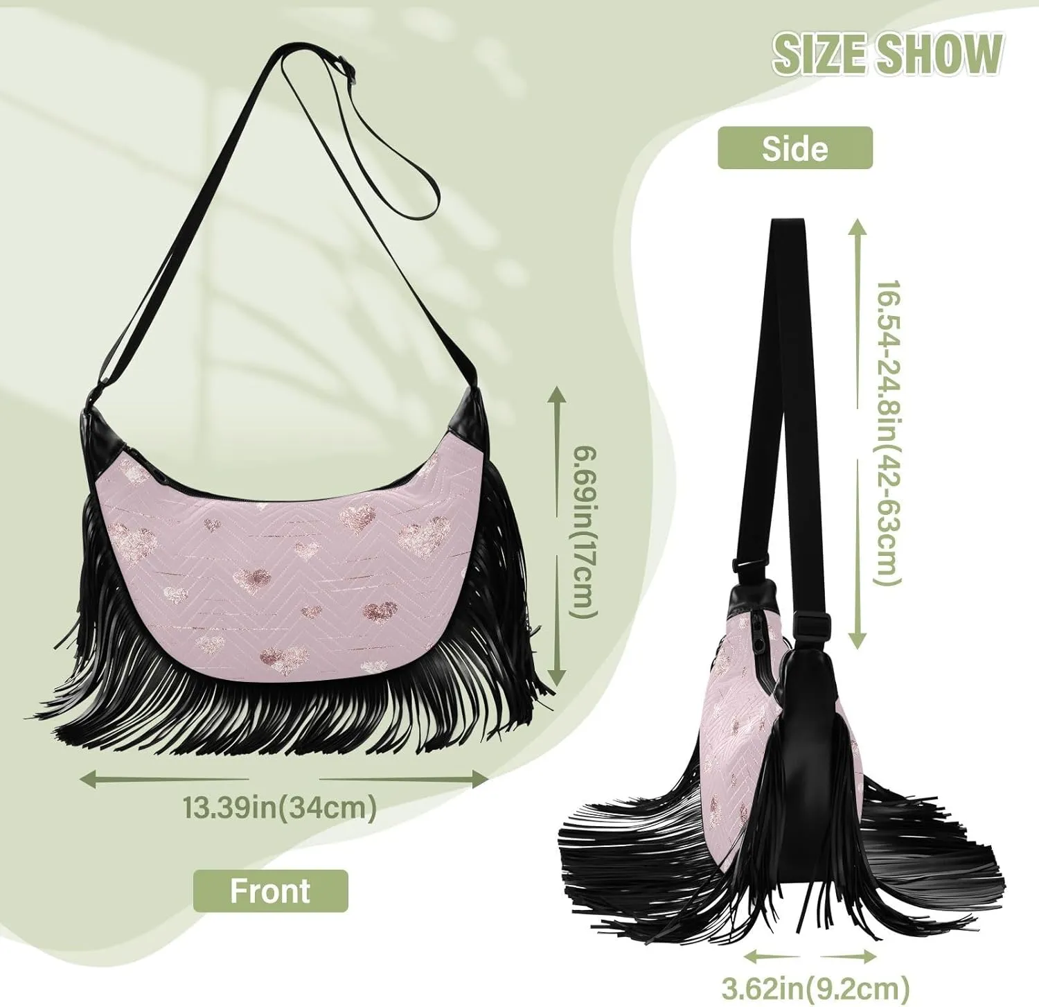 Women's PU Leather Chain Cross Body Bag, Shoulder Handbag Purse with Tassel for Ladies