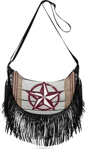 Women's PU Leather Chain Cross Body Bag, Shoulder Handbag Purse with Tassel for Ladies