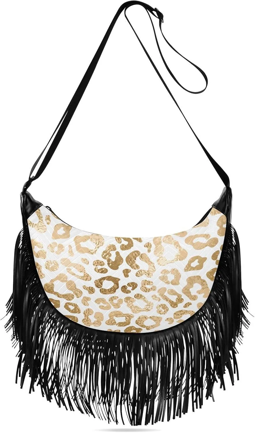 Women's PU Leather Chain Cross Body Bag, Shoulder Handbag Purse with Tassel for Ladies