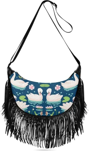 Women's PU Leather Chain Cross Body Bag, Shoulder Handbag Purse with Tassel for Ladies