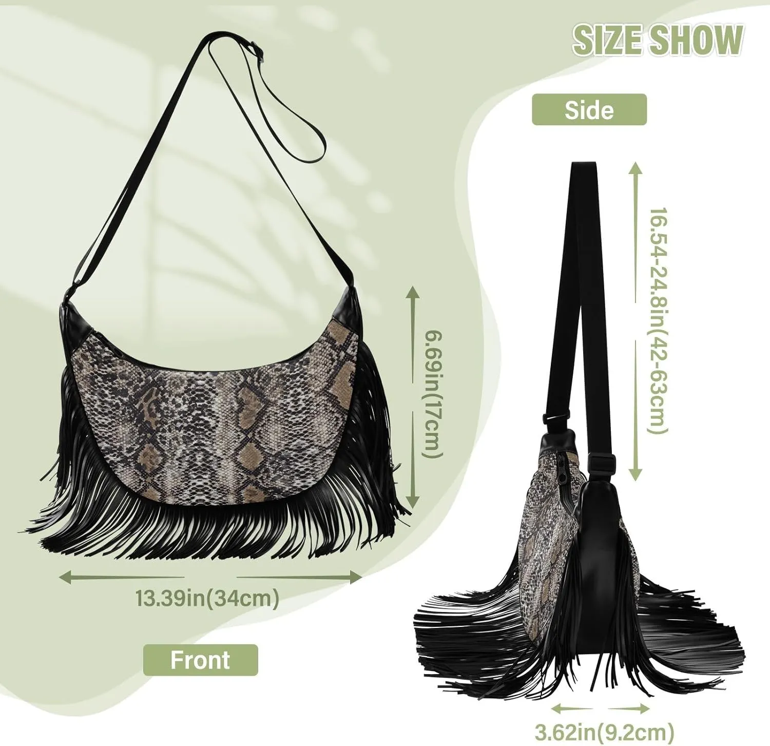 Women's PU Leather Chain Cross Body Bag, Shoulder Handbag Purse with Tassel for Ladies