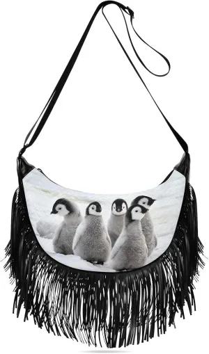 Women's PU Leather Chain Cross Body Bag, Shoulder Handbag Purse with Tassel for Ladies