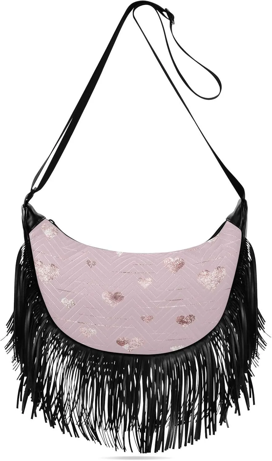 Women's PU Leather Chain Cross Body Bag, Shoulder Handbag Purse with Tassel for Ladies