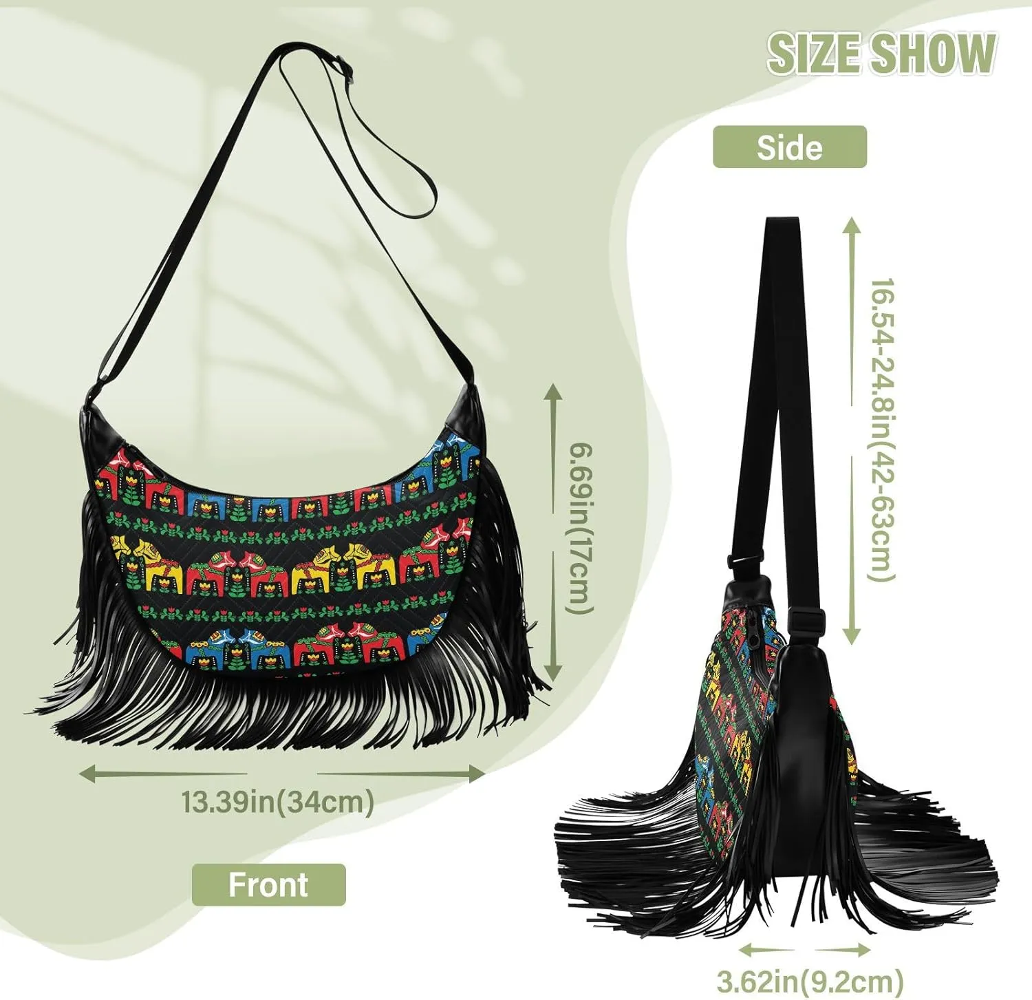 Women's PU Leather Chain Cross Body Bag, Shoulder Handbag Purse with Tassel for Ladies