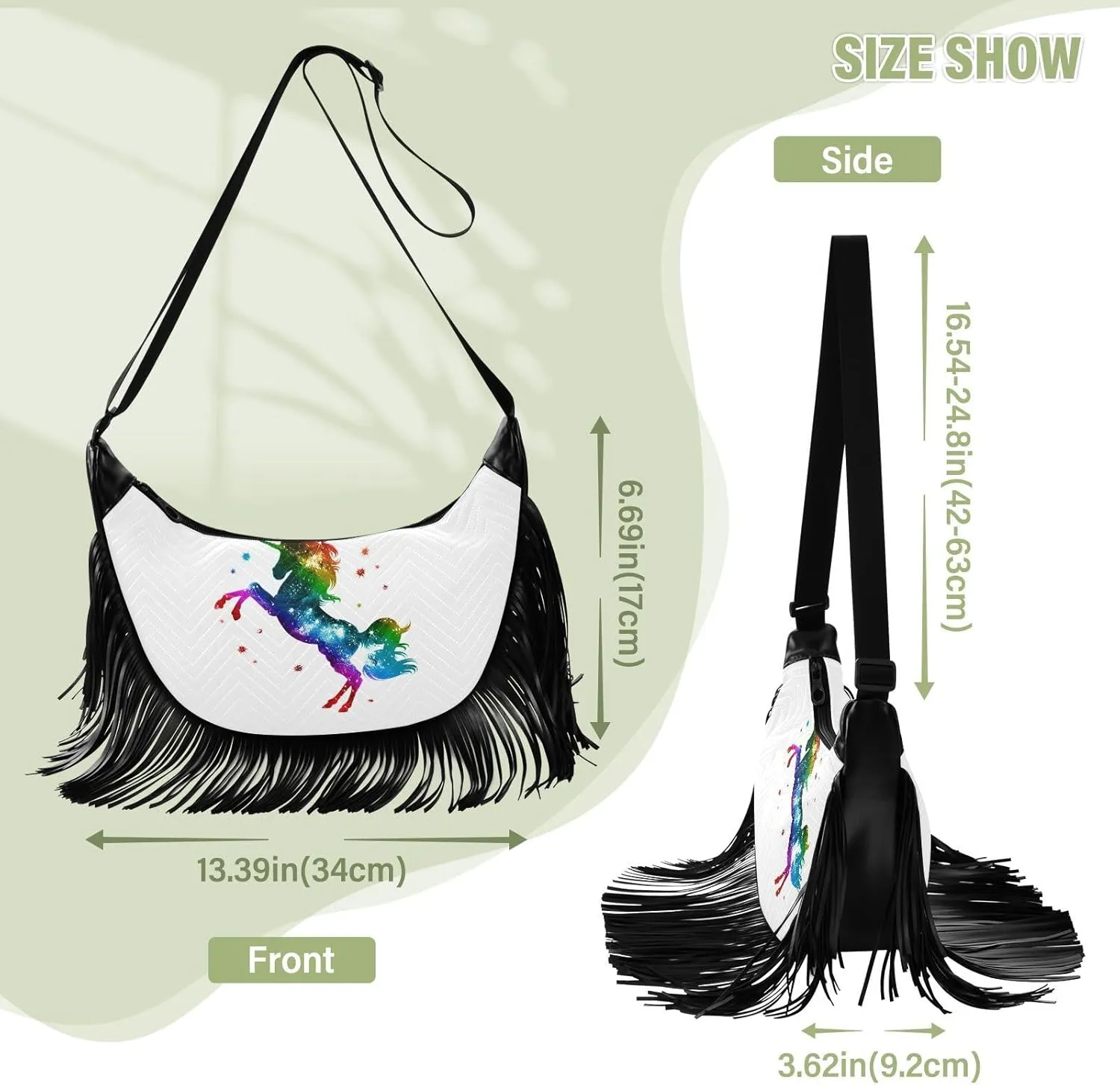 Women's PU Leather Chain Cross Body Bag, Shoulder Handbag Purse with Tassel for Ladies