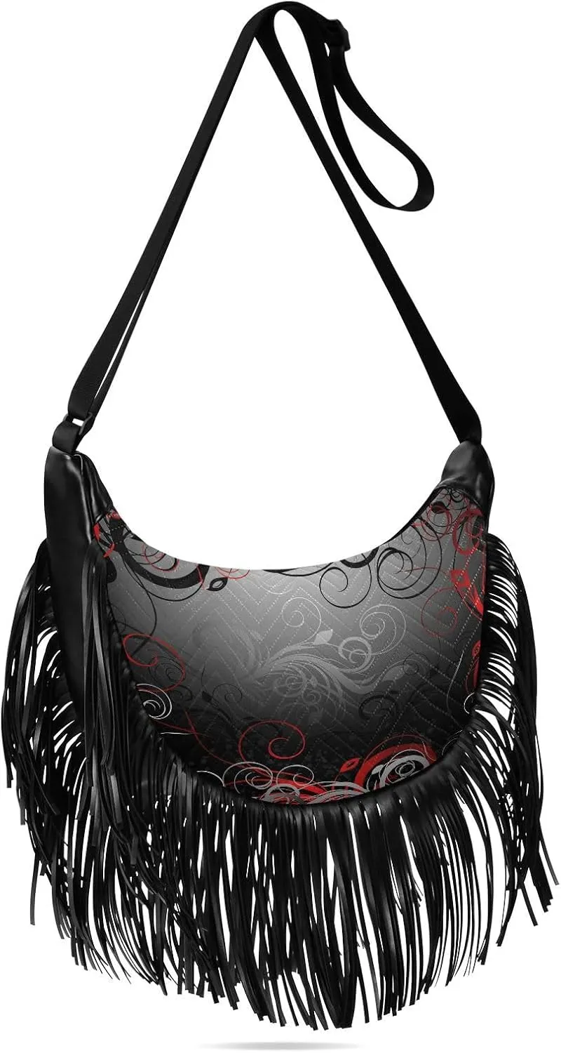 Women's PU Leather Chain Cross Body Bag, Shoulder Handbag Purse with Tassel for Ladies