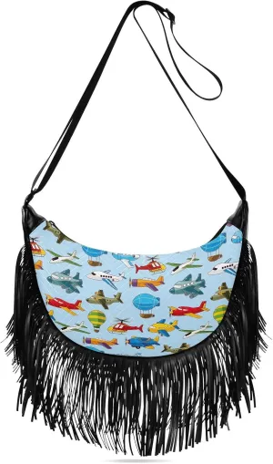Women's PU Leather Chain Cross Body Bag, Shoulder Handbag Purse with Tassel for Ladies