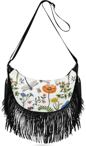 Women's PU Leather Chain Cross Body Bag, Shoulder Handbag Purse with Tassel for Ladies