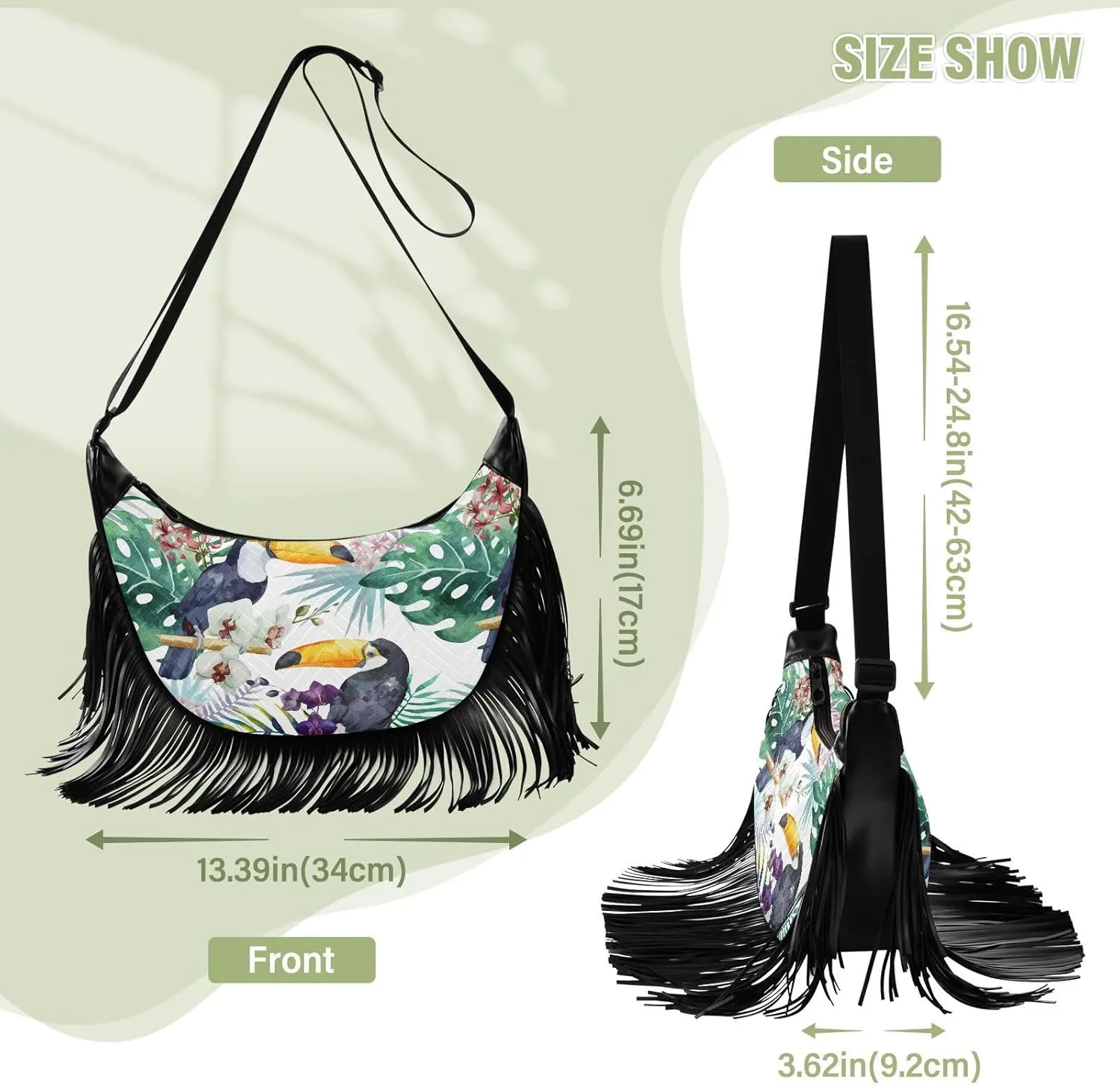 Women's PU Leather Chain Cross Body Bag, Shoulder Handbag Purse with Tassel for Ladies