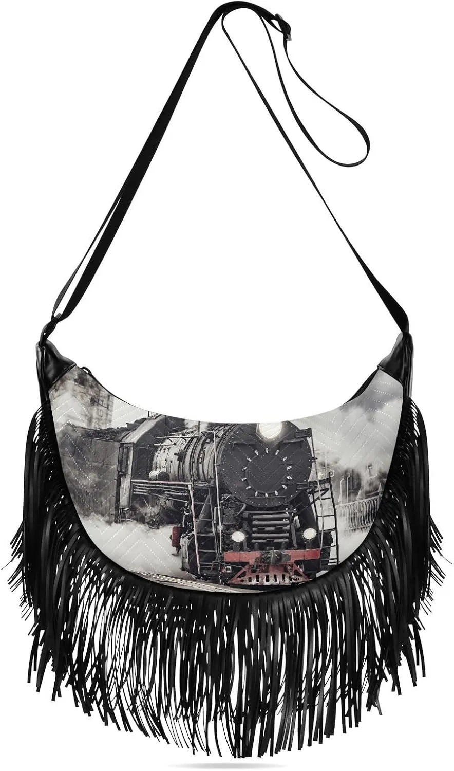 Women's PU Leather Chain Cross Body Bag, Shoulder Handbag Purse with Tassel for Ladies