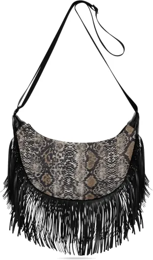 Women's PU Leather Chain Cross Body Bag, Shoulder Handbag Purse with Tassel for Ladies