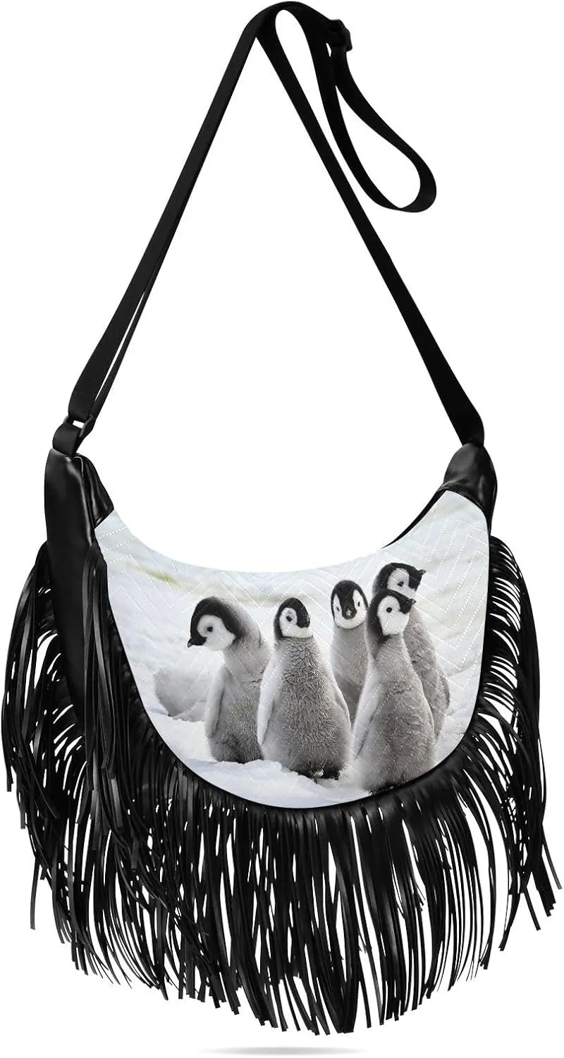 Women's PU Leather Chain Cross Body Bag, Shoulder Handbag Purse with Tassel for Ladies