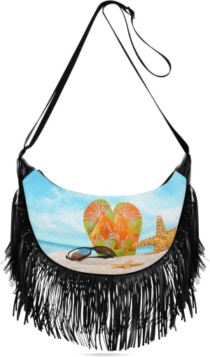 Women's PU Leather Chain Cross Body Bag, Shoulder Handbag Purse with Tassel for Ladies