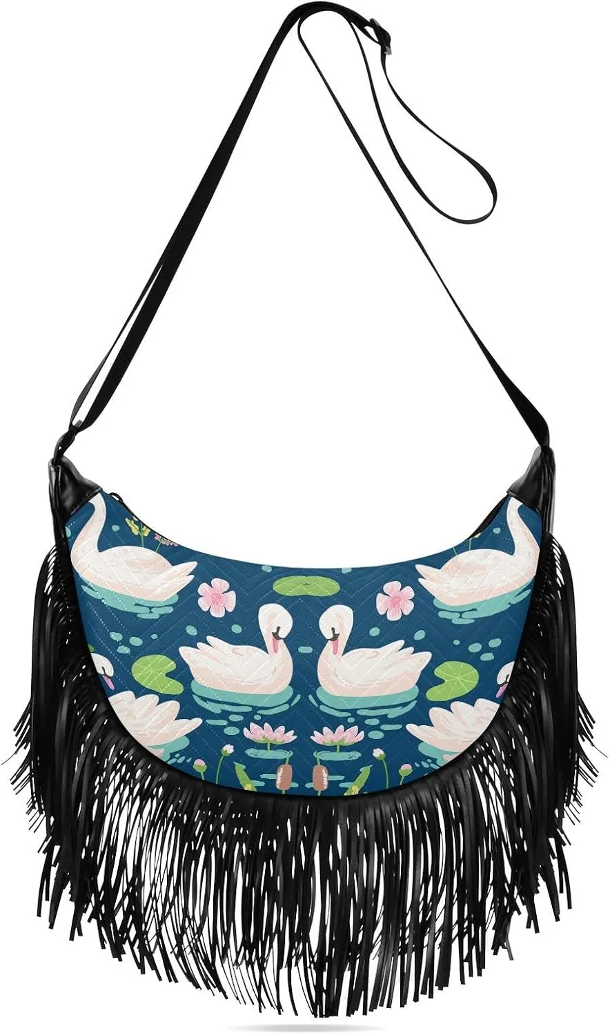 Women's PU Leather Chain Cross Body Bag, Shoulder Handbag Purse with Tassel for Ladies