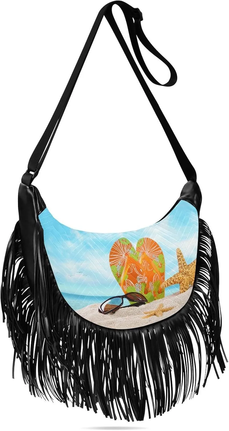Women's PU Leather Chain Cross Body Bag, Shoulder Handbag Purse with Tassel for Ladies