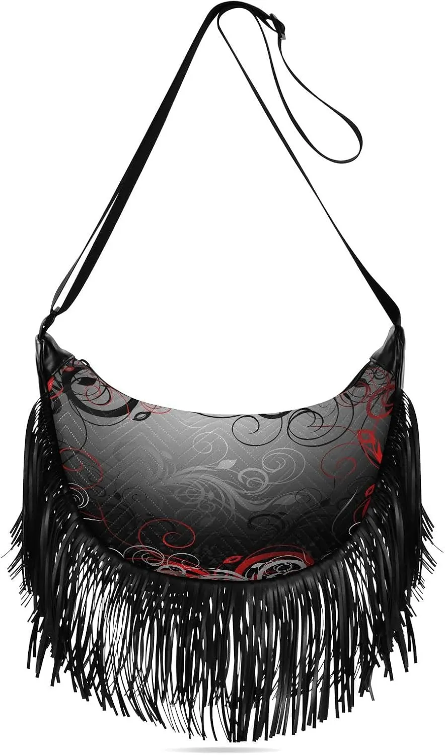 Women's PU Leather Chain Cross Body Bag, Shoulder Handbag Purse with Tassel for Ladies