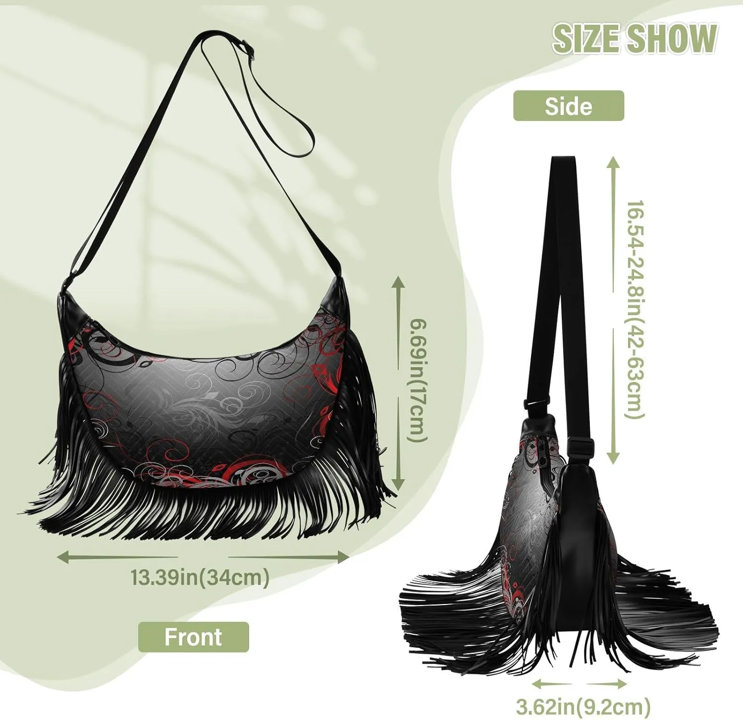Women's PU Leather Chain Cross Body Bag, Shoulder Handbag Purse with Tassel for Ladies