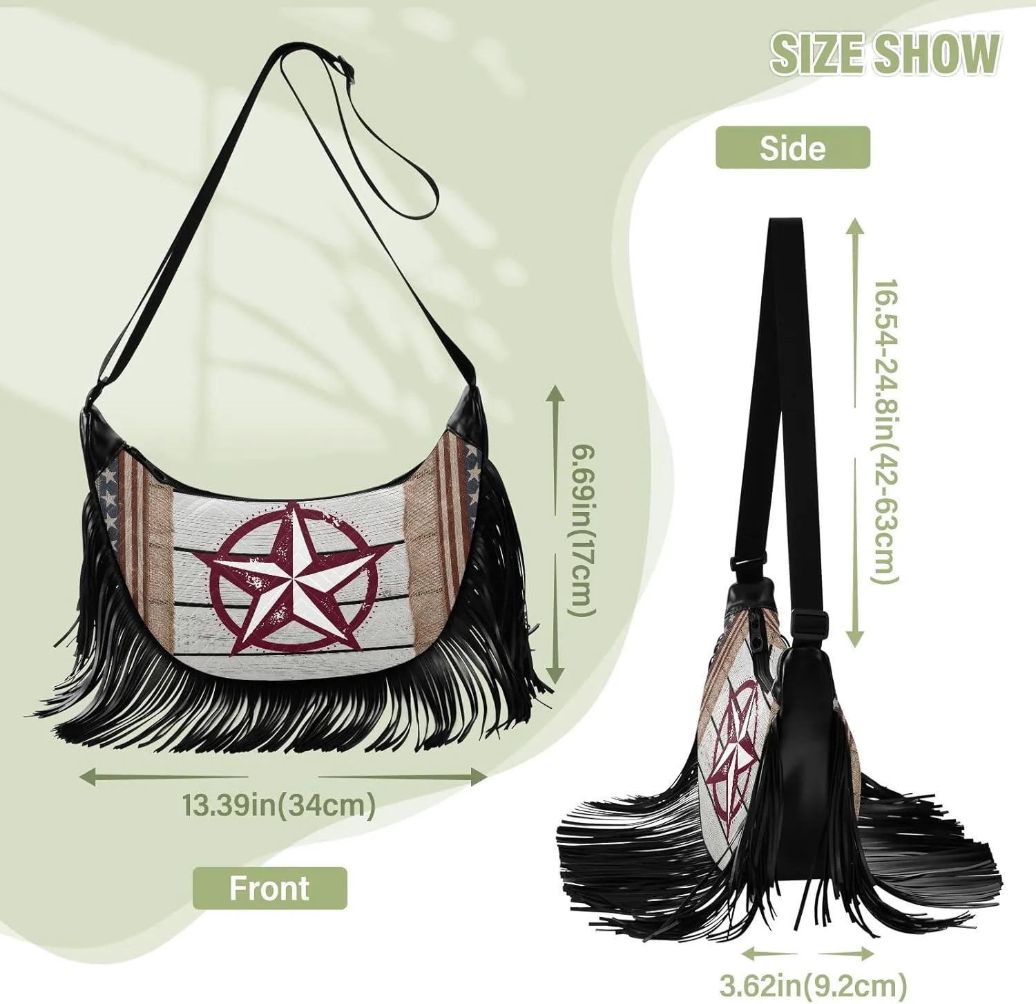 Women's PU Leather Chain Cross Body Bag, Shoulder Handbag Purse with Tassel for Ladies
