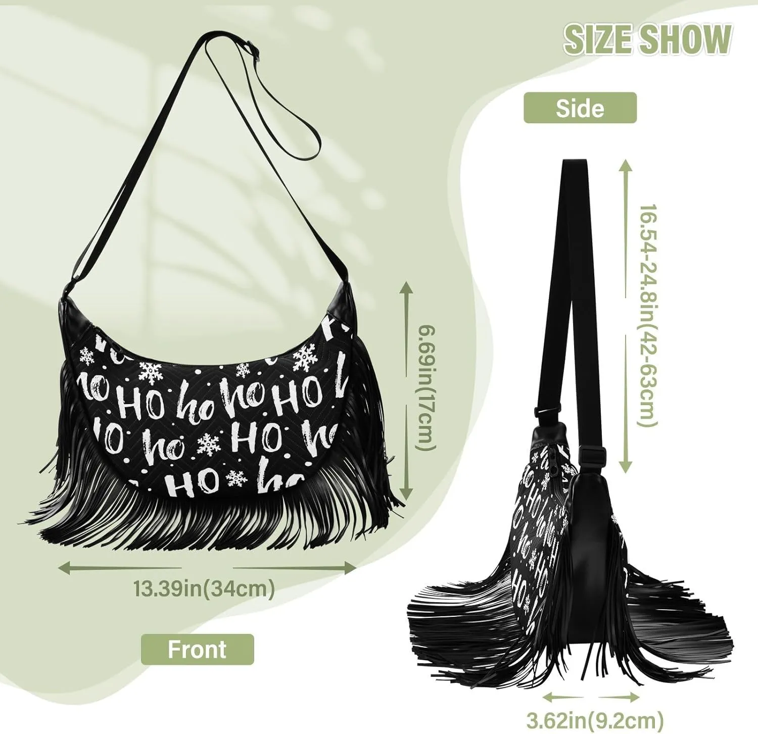 Women's PU Leather Chain Cross Body Bag, Shoulder Handbag Purse with Tassel for Ladies