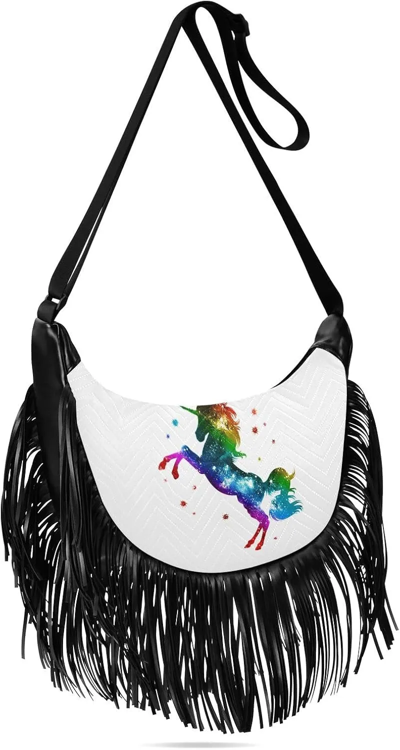 Women's PU Leather Chain Cross Body Bag, Shoulder Handbag Purse with Tassel for Ladies