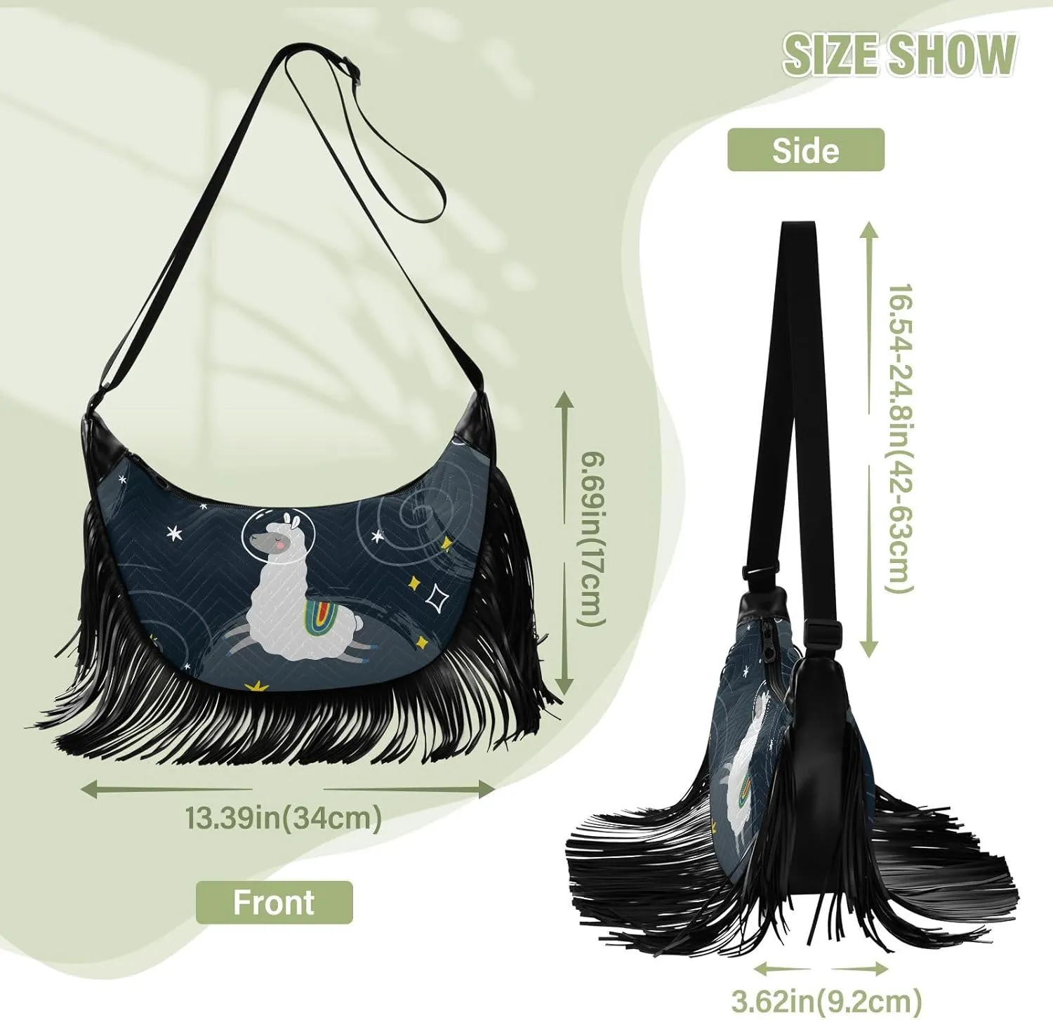 Women's PU Leather Chain Cross Body Bag, Shoulder Handbag Purse with Tassel for Ladies