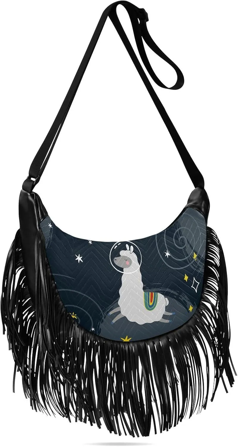 Women's PU Leather Chain Cross Body Bag, Shoulder Handbag Purse with Tassel for Ladies