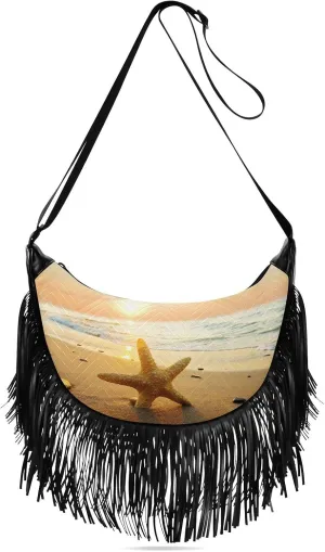 Women's PU Leather Chain Cross Body Bag, Shoulder Handbag Purse with Tassel for Ladies