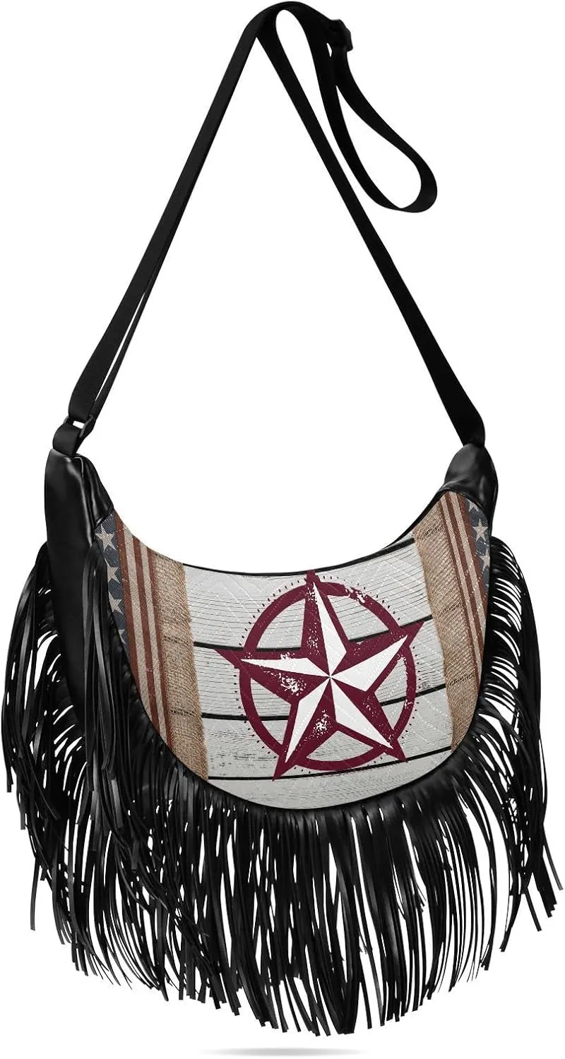 Women's PU Leather Chain Cross Body Bag, Shoulder Handbag Purse with Tassel for Ladies