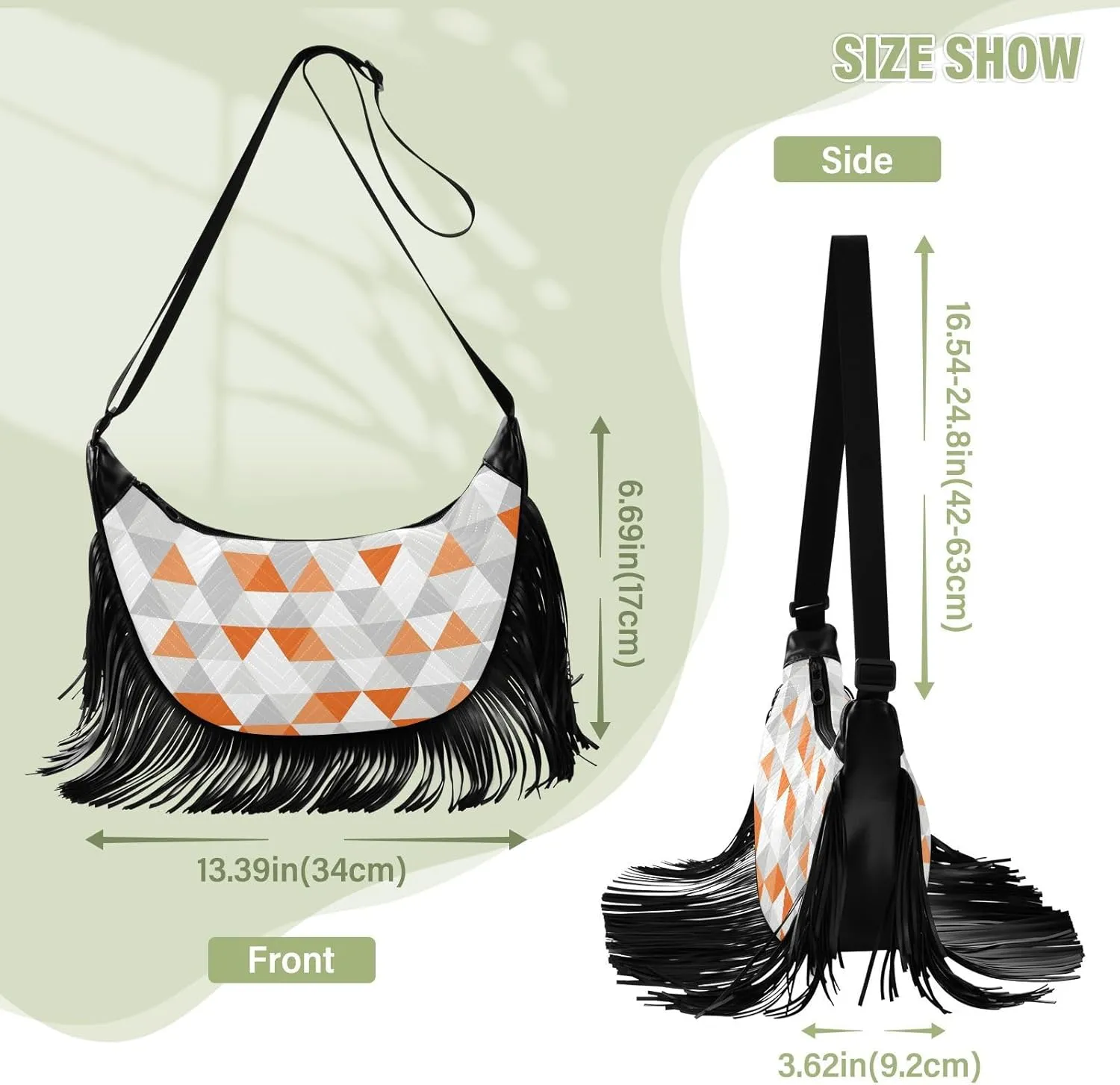 Women's PU Leather Chain Cross Body Bag, Shoulder Handbag Purse with Tassel for Ladies