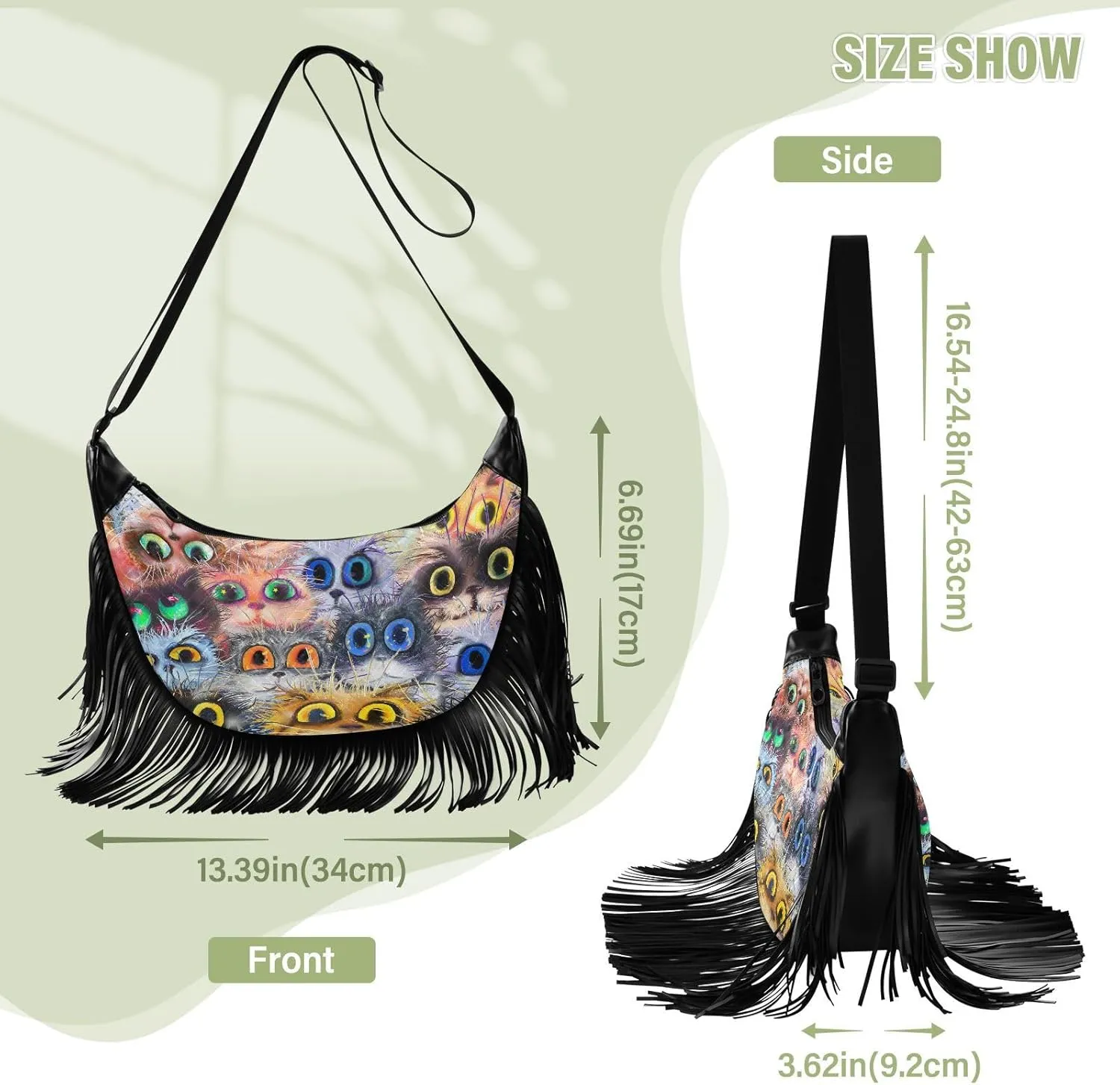 Women's PU Leather Chain Cross Body Bag, Shoulder Handbag Purse with Tassel for Ladies