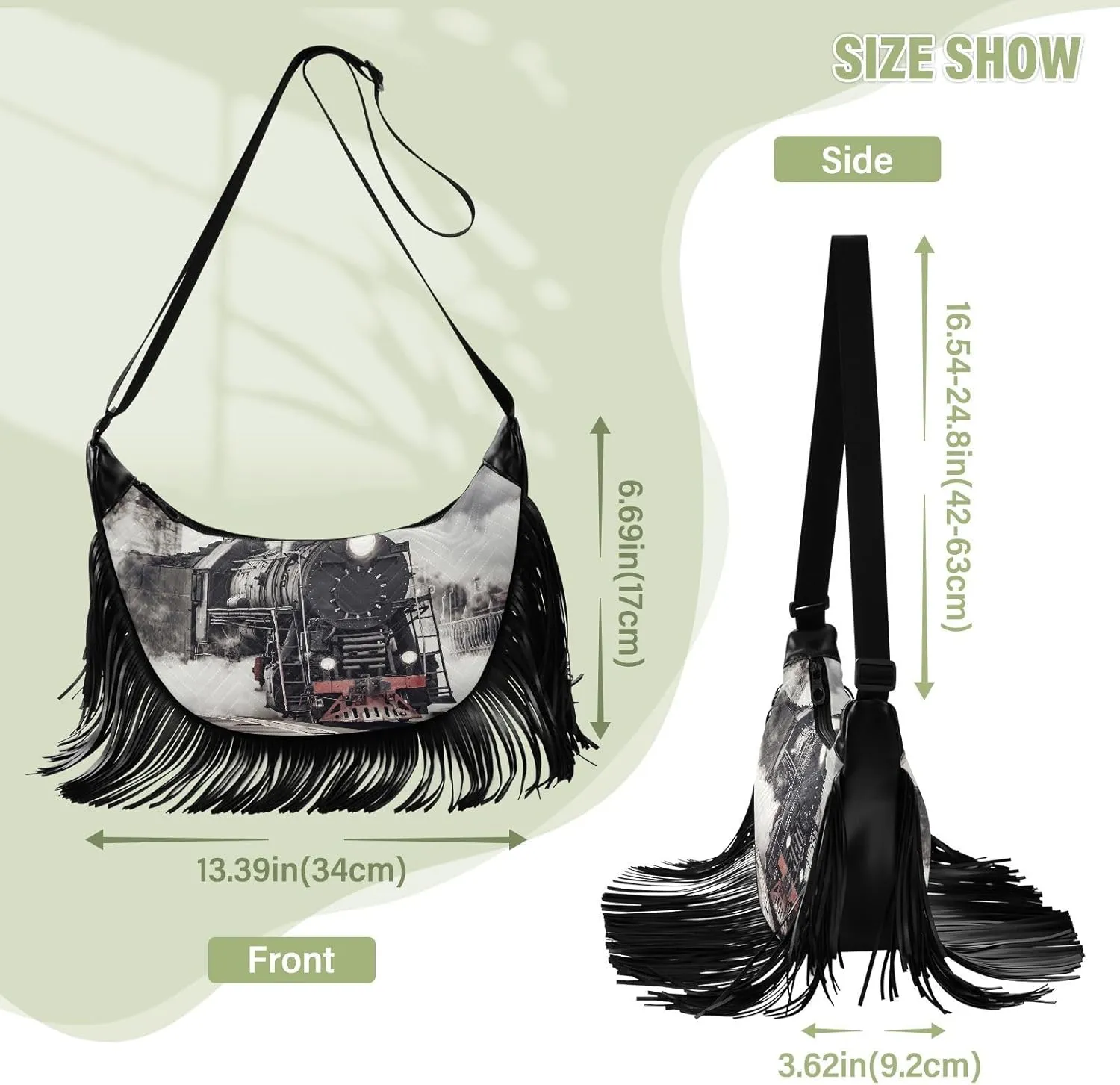 Women's PU Leather Chain Cross Body Bag, Shoulder Handbag Purse with Tassel for Ladies