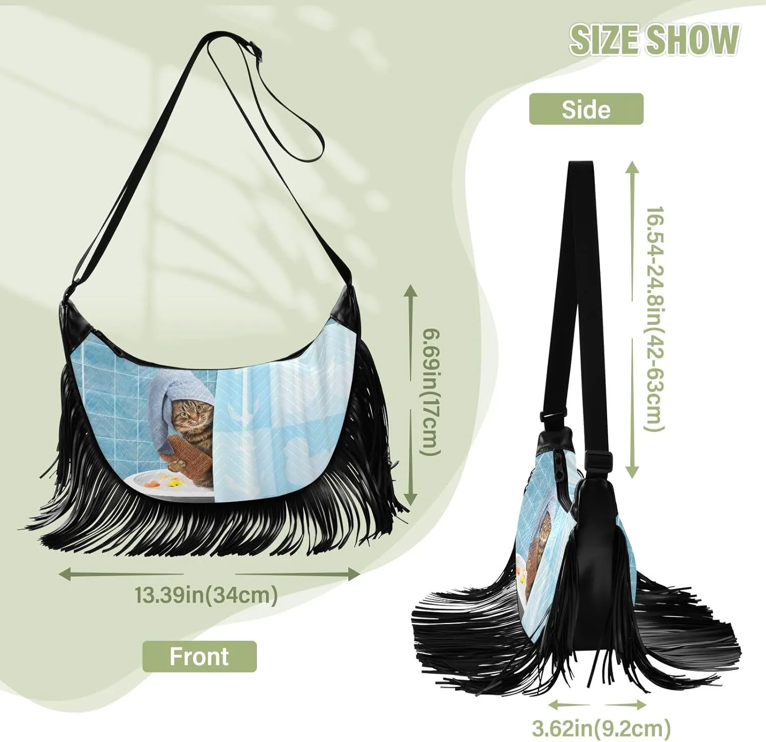 Women's PU Leather Chain Cross Body Bag, Shoulder Handbag Purse with Tassel for Ladies