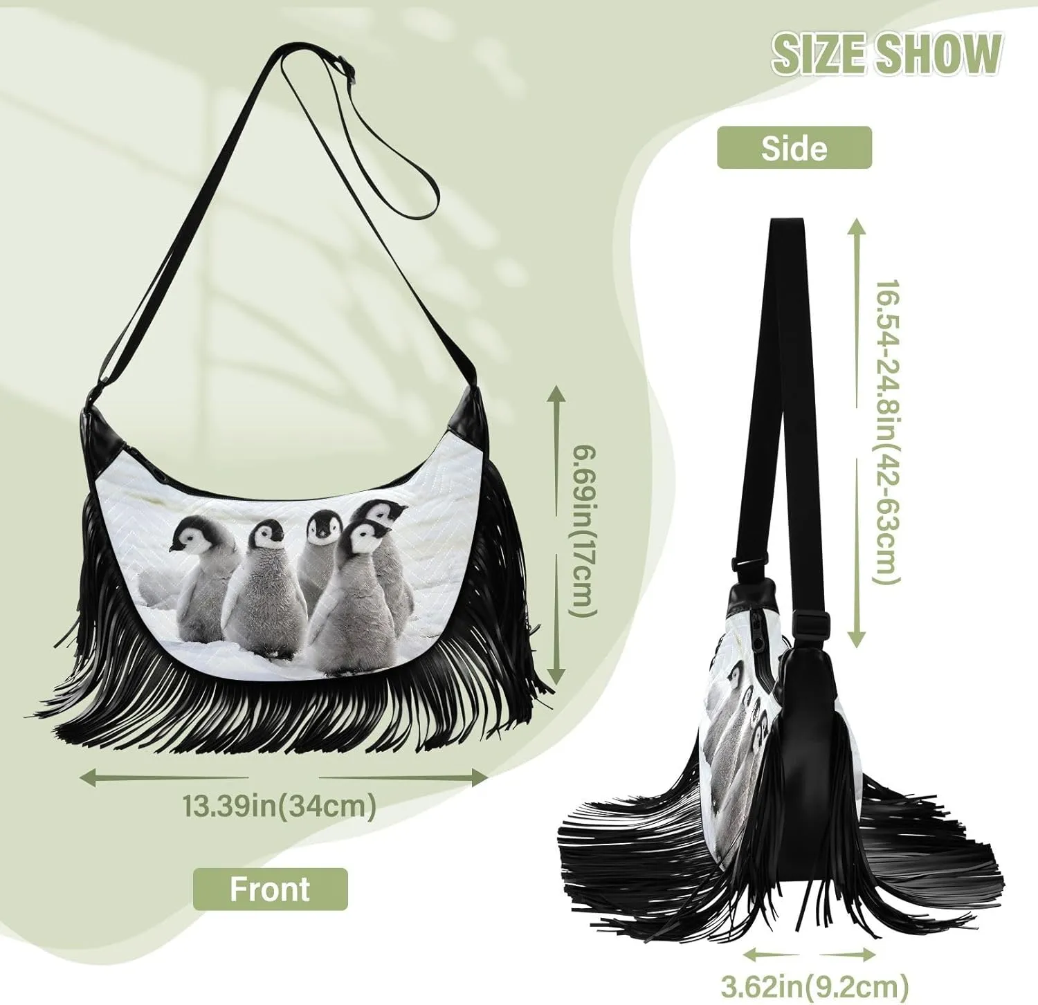 Women's PU Leather Chain Cross Body Bag, Shoulder Handbag Purse with Tassel for Ladies