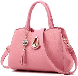 Womens Purses and Handbags Shoulder Bag Tote Tassel Crossbody Top Handle Satchel Bags with Lock Fringe Pendant