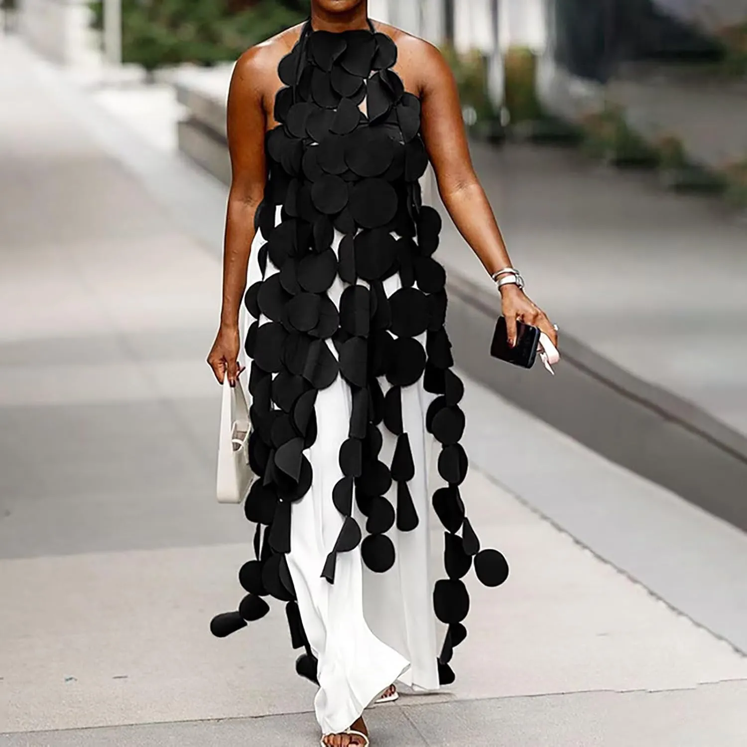 Womens Sexy Sleeveless Multi Circle Lace Up Tassel Top Dress Patchwork Circular Cutouts Backless Top