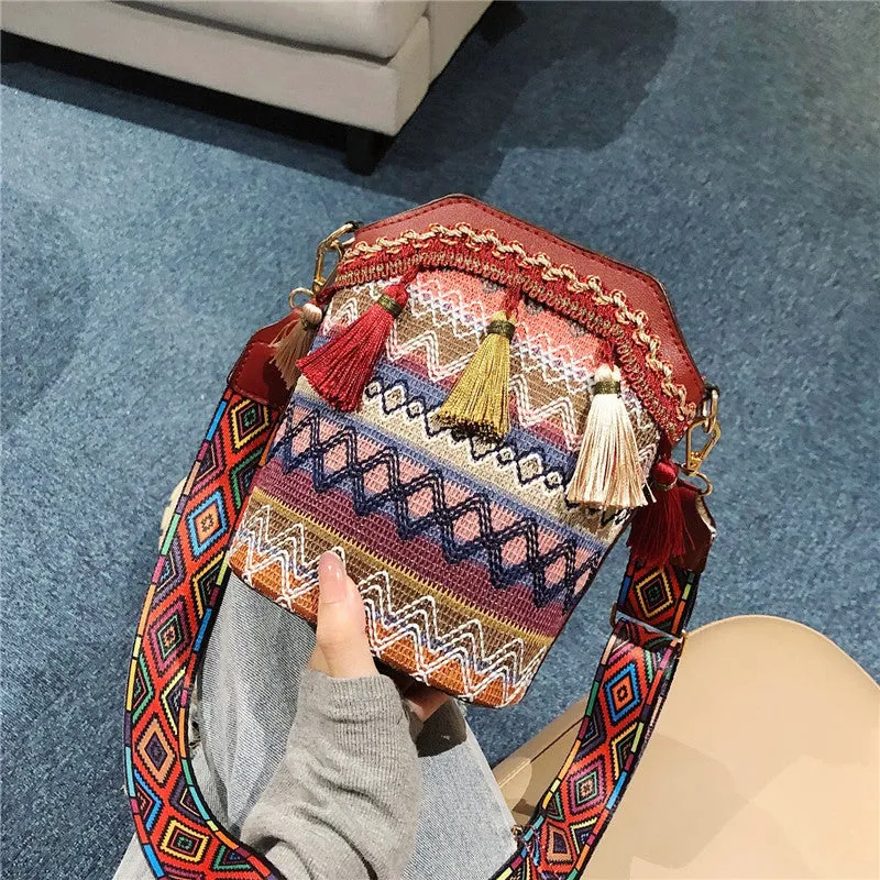 Women's Tourism Scenic Spot Ethnic Style Woven Ribbon Crossbody Bags