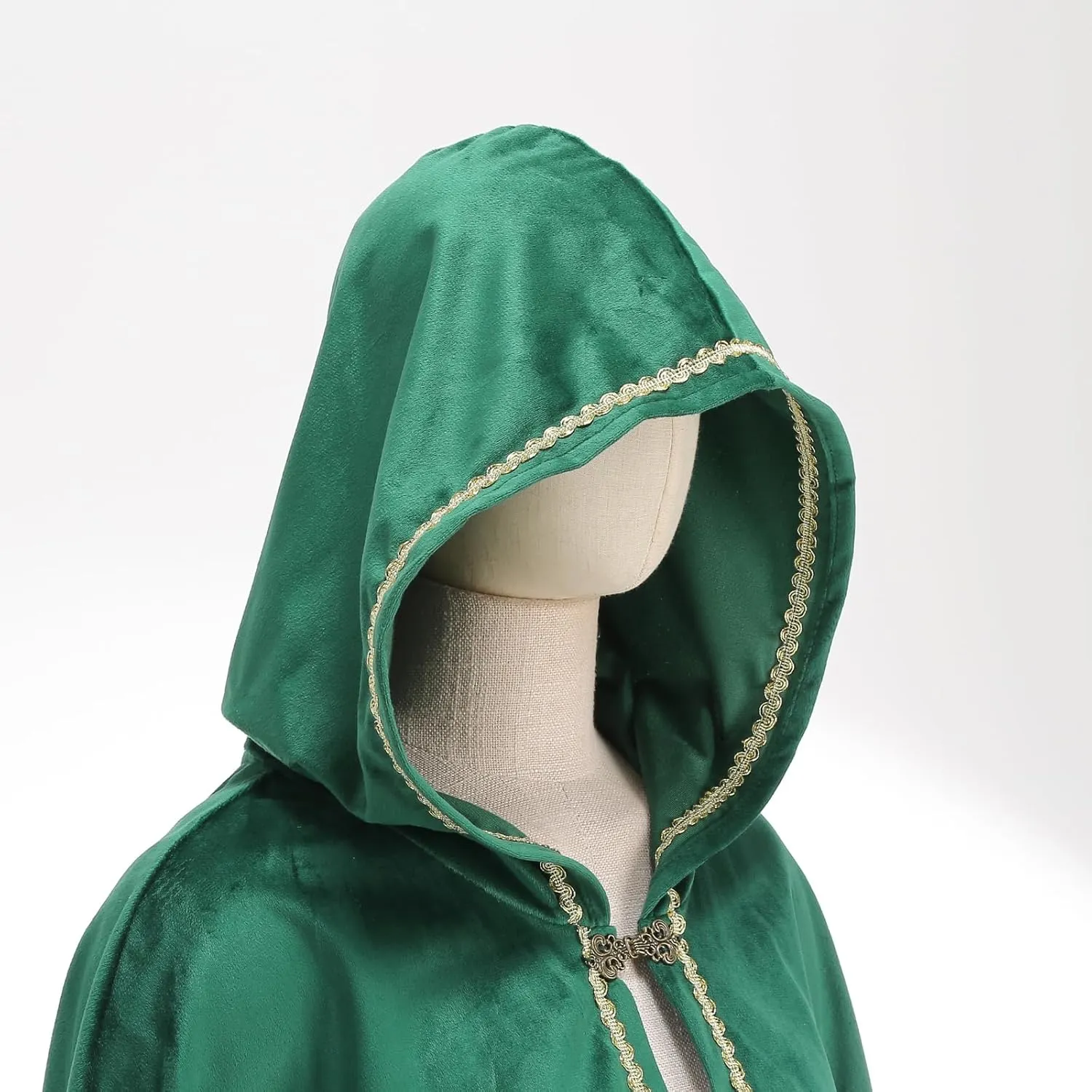 Women's Velvet Cape with Hood Renaissance Medieval Costume Cloak Halloween Christmas Queen Princess Outfit Dress Up