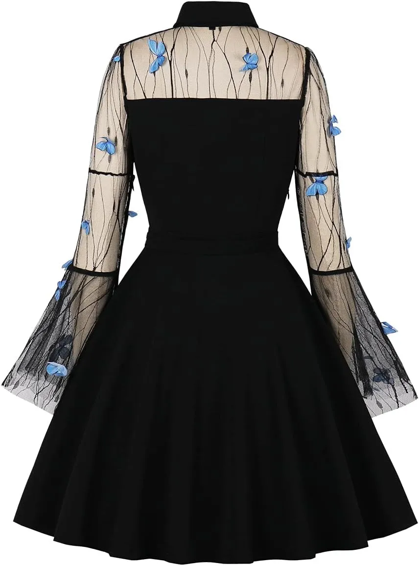 Women's Vintage Polka Dot 1950s Audrey Retro Rockabilly Prom Dress 50's 60's A-Line Cocktail Party Swing Dress