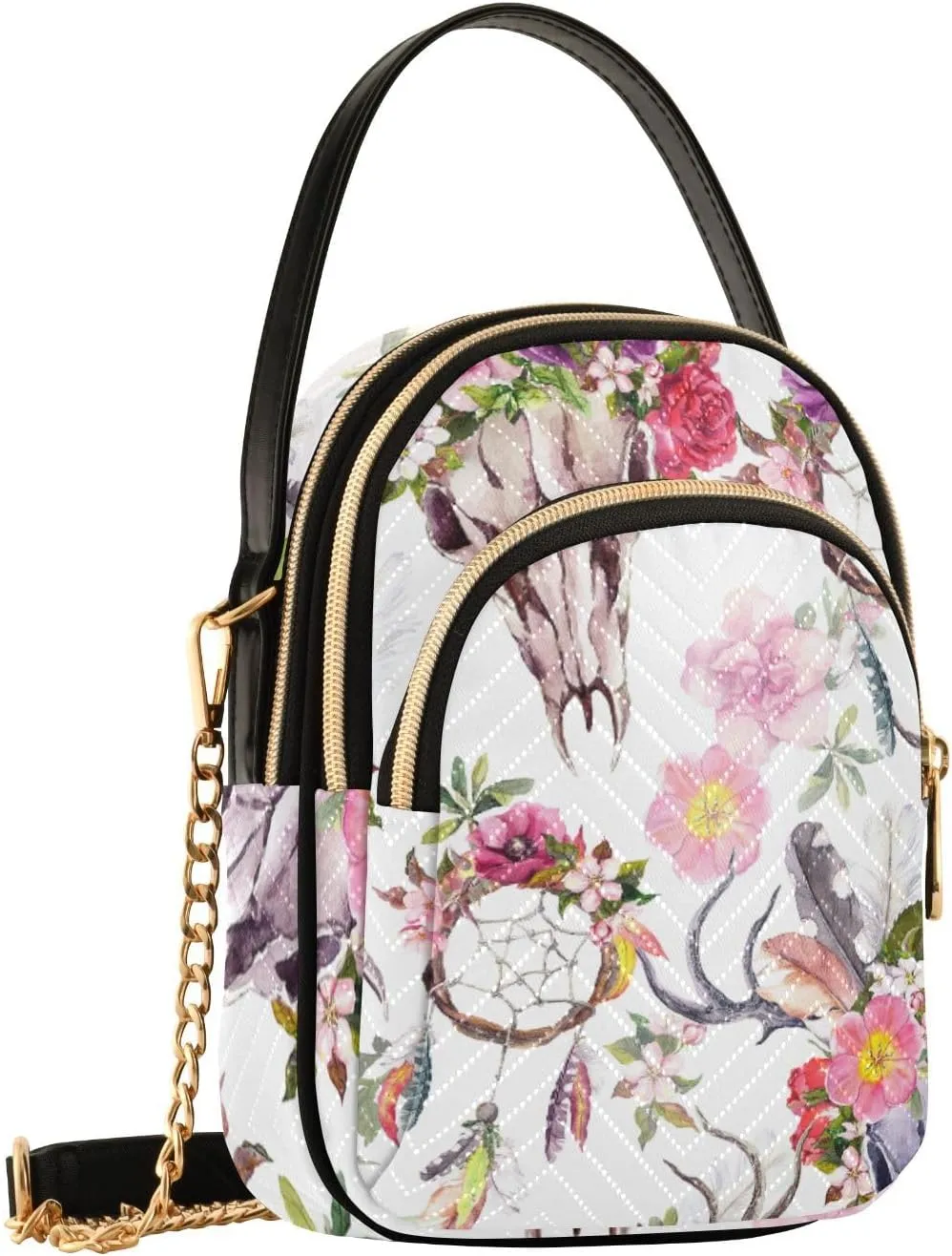 Women's Wave Cross Body Chest Bag, 52 inch Gold Chain Shoulder Handbag Purse