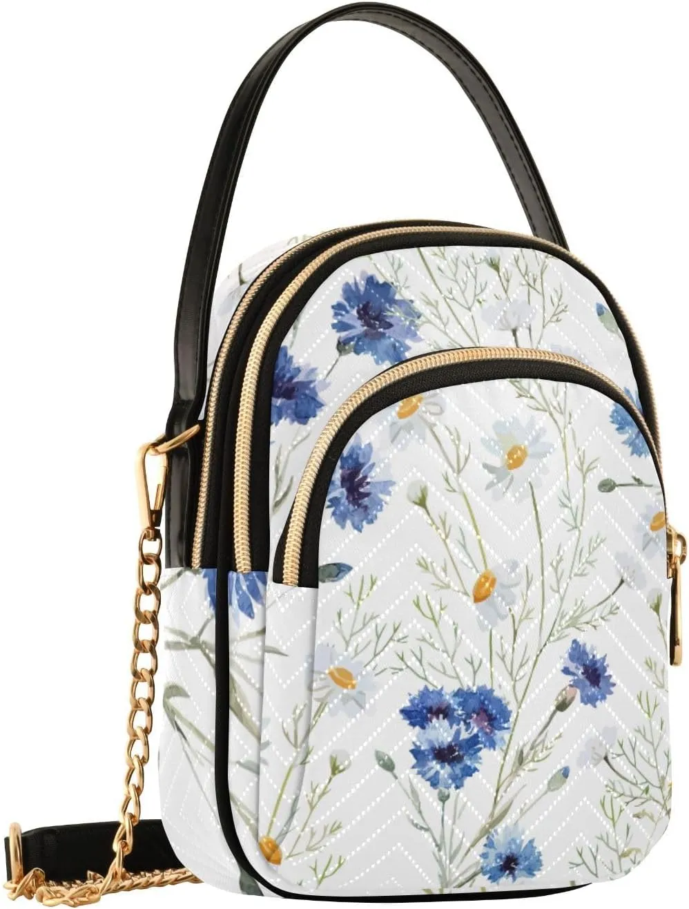 Women's Wave Cross Body Chest Bag, 52 inch Gold Chain Shoulder Handbag Purse