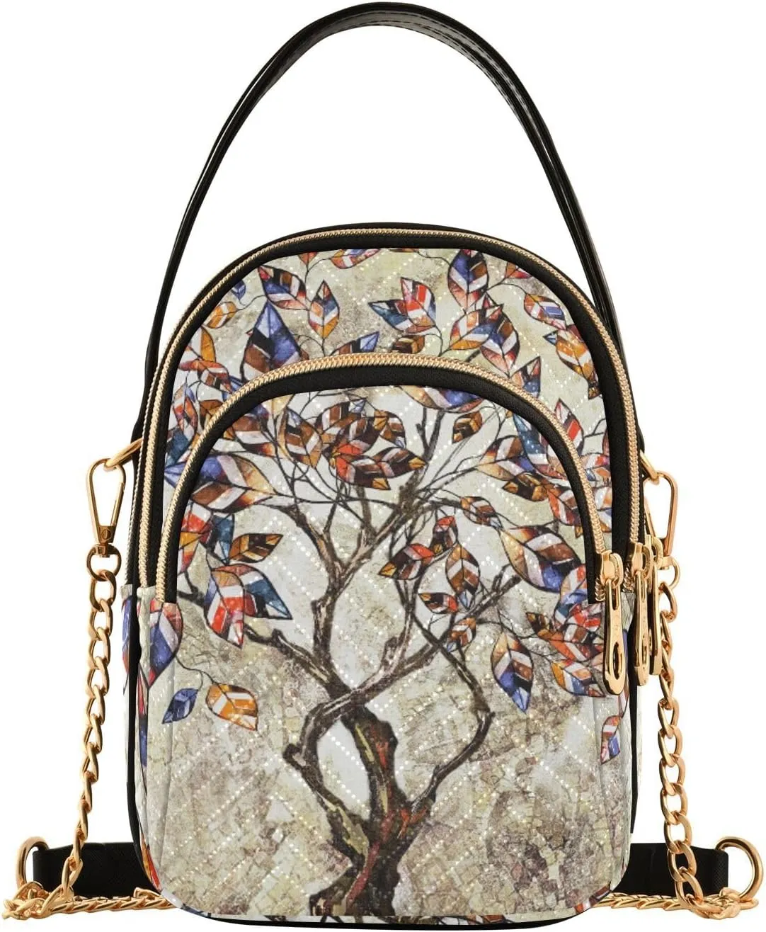 Women's Wave Cross Body Chest Bag, 52 inch Gold Chain Shoulder Handbag Purse