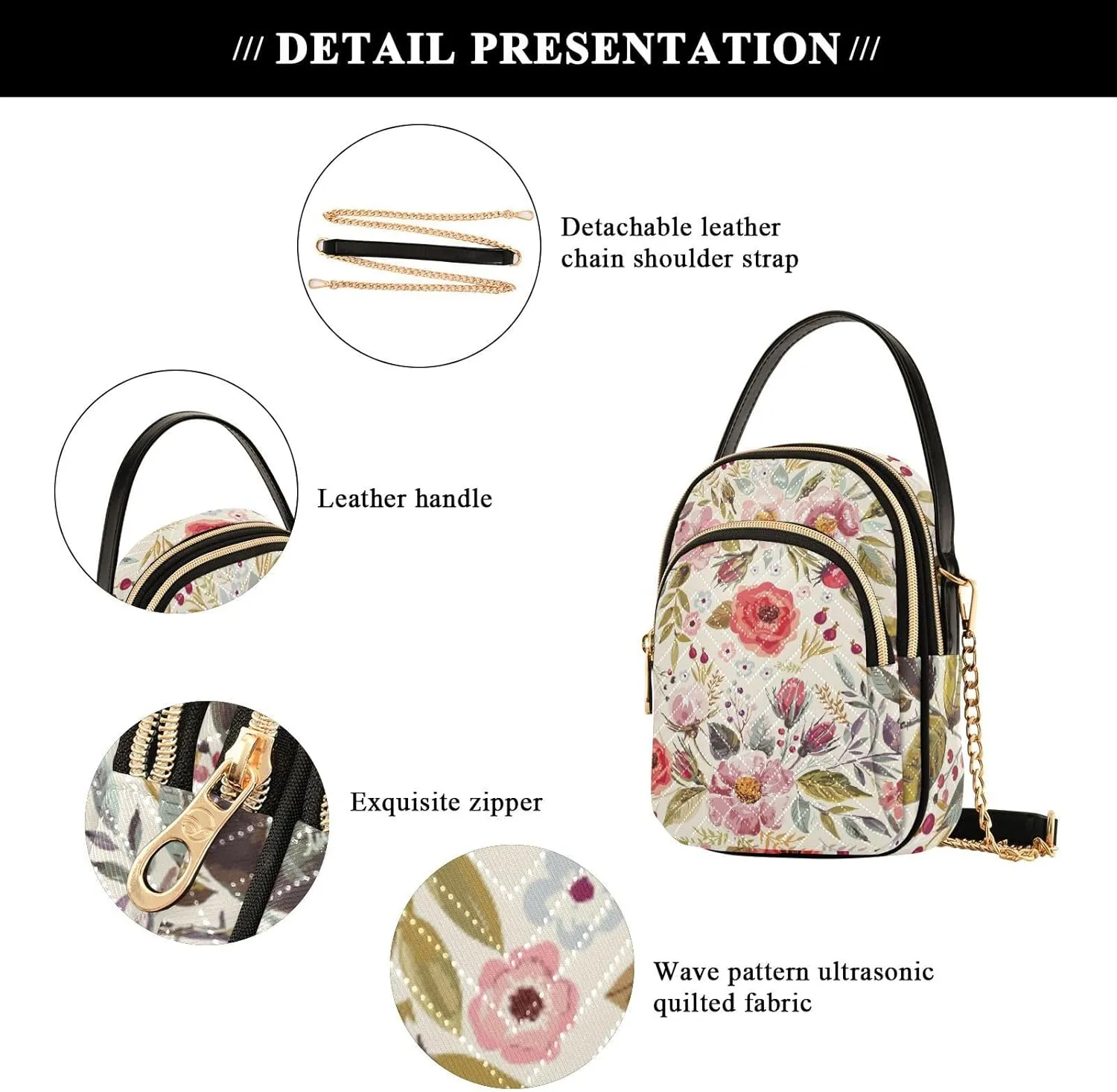 Women's Wave Cross Body Chest Bag, 52 inch Gold Chain Shoulder Handbag Purse