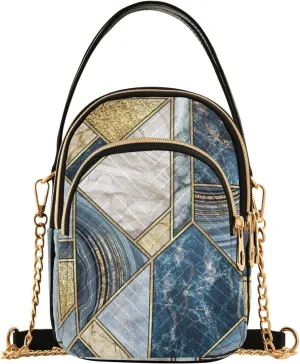 Women's Wave Cross Body Chest Bag, 52 inch Gold Chain Shoulder Handbag Purse