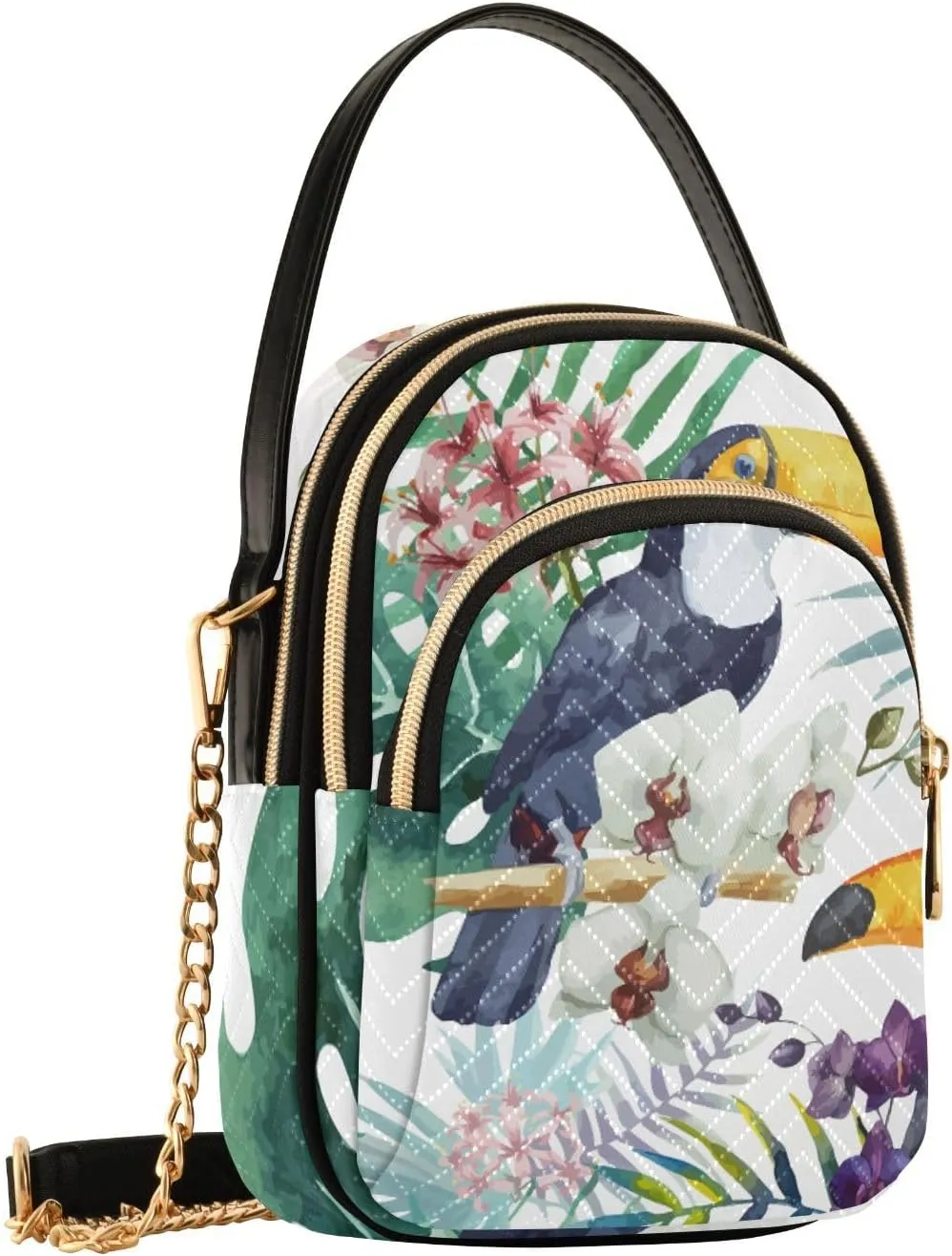 Women's Wave Cross Body Chest Bag, 52 inch Gold Chain Shoulder Handbag Purse