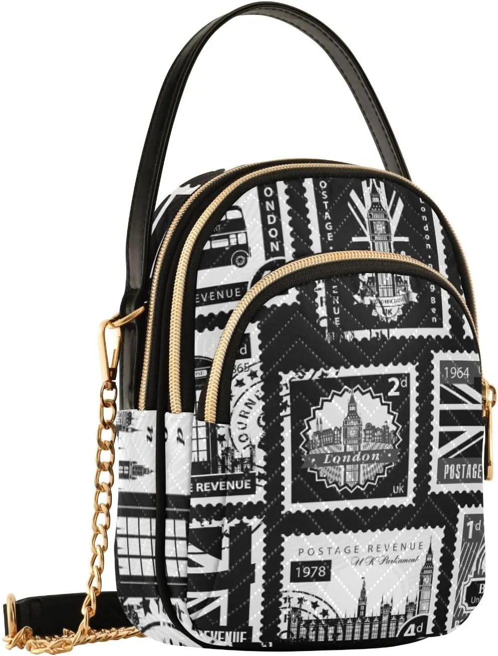 Women's Wave Cross Body Chest Bag, 52 inch Gold Chain Shoulder Handbag Purse