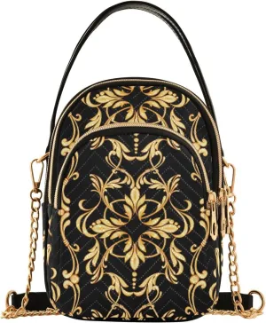 Women's Wave Cross Body Chest Bag, 52 inch Gold Chain Shoulder Handbag Purse