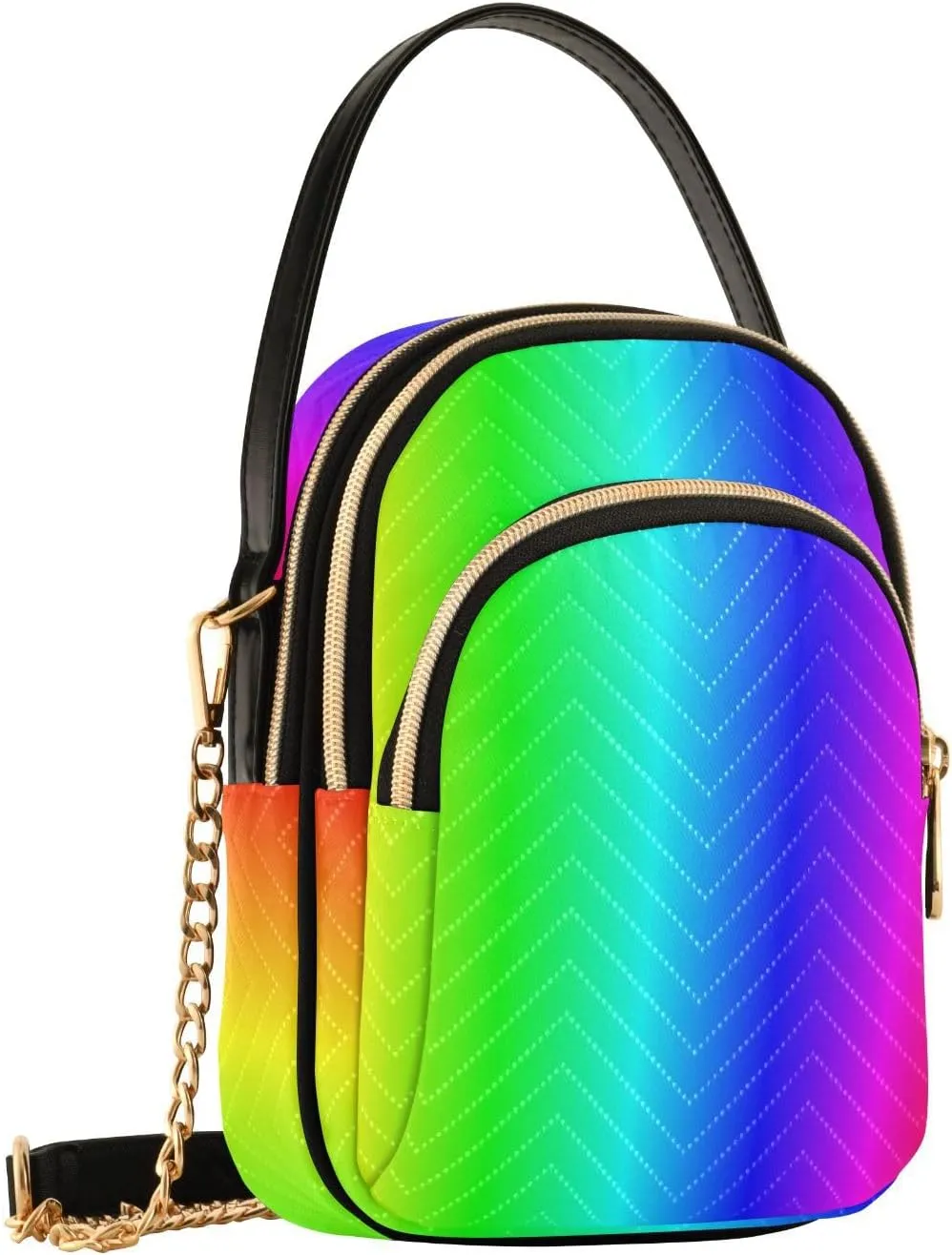 Women's Wave Cross Body Chest Bag, 52 inch Gold Chain Shoulder Handbag Purse