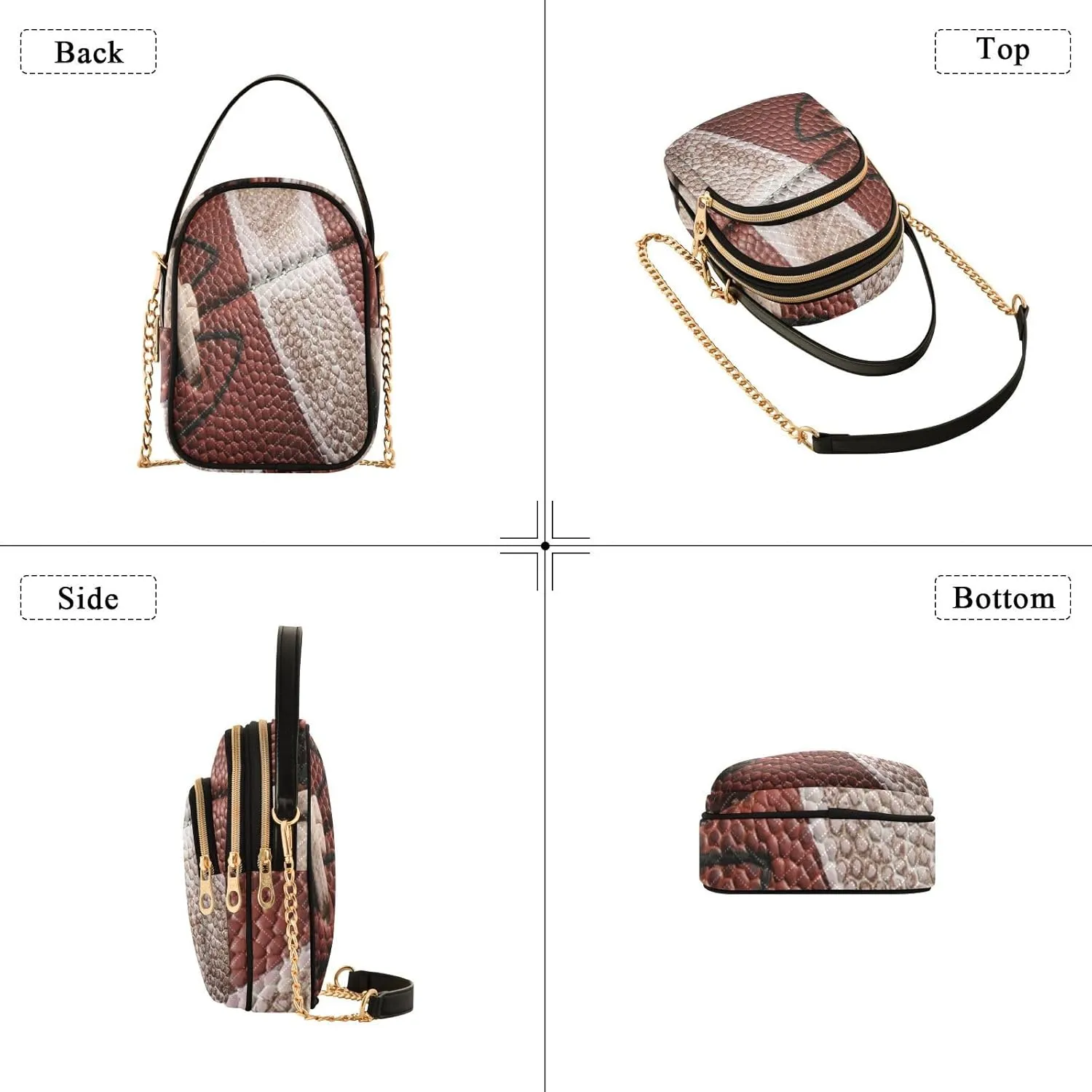 Women's Wave Cross Body Chest Bag, 52 inch Gold Chain Shoulder Handbag Purse